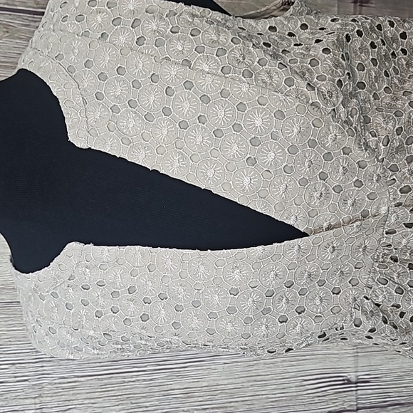 Michael Kors Neutral Shimmer Gold Eyelet Dress Sz 10 - Picture 3 of 11